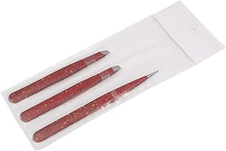 AAProTools 3 Premium Stainless Steel Eyebrow Tweezers with Pouch, Tweezers Set with Slant, Straight and Pointed Tips-Precision Calibrated-Best for Eyebrow, Ingrown Hair and Splinters (Red & Black) A+