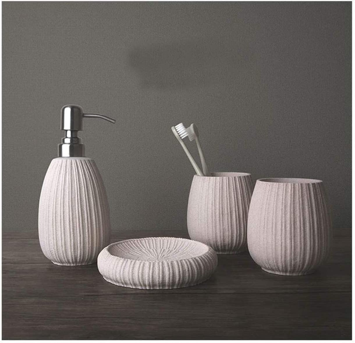 Juego de Accesorios de baño, Conjunto De Accesorios De Baño Conjunto De Baño Con Efecto De Piedra Conjunto De Baño De 4 Piezas Para Regalo De Inauguración De La Casa Decoración Moderna de baño(Pink)