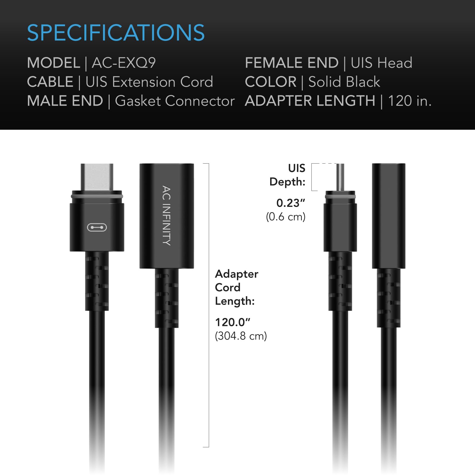 AC Infinity UIS Extension Cable Female to Male for Controller AI 3m Cord with Water-Resistant Gasket Enables Advance — view 5