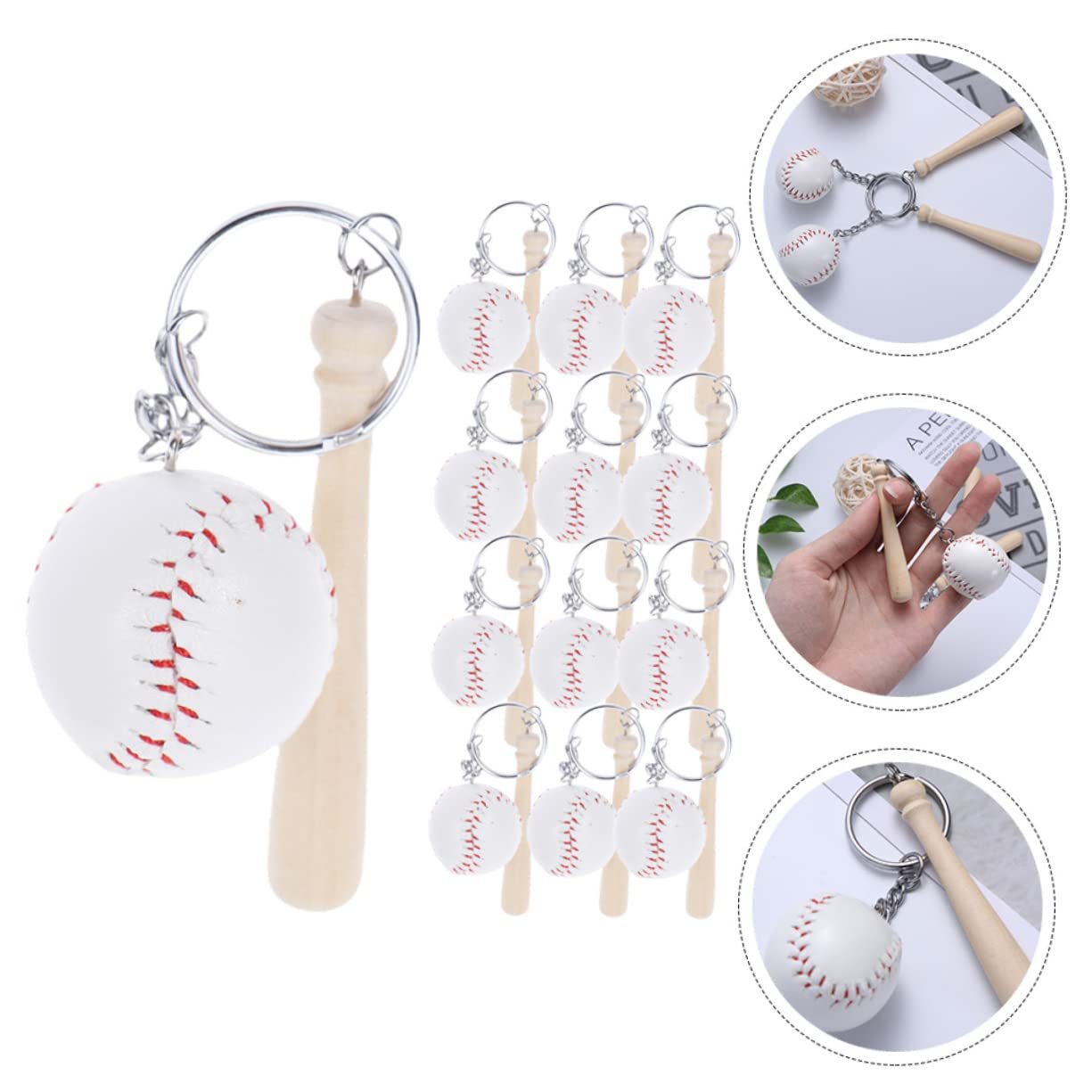 Healeved 16pezzi Portachiavi Da Baseball in Palla Accessorio Unisex Per e Borse Idea Regalo Per Amanti Del Baseball