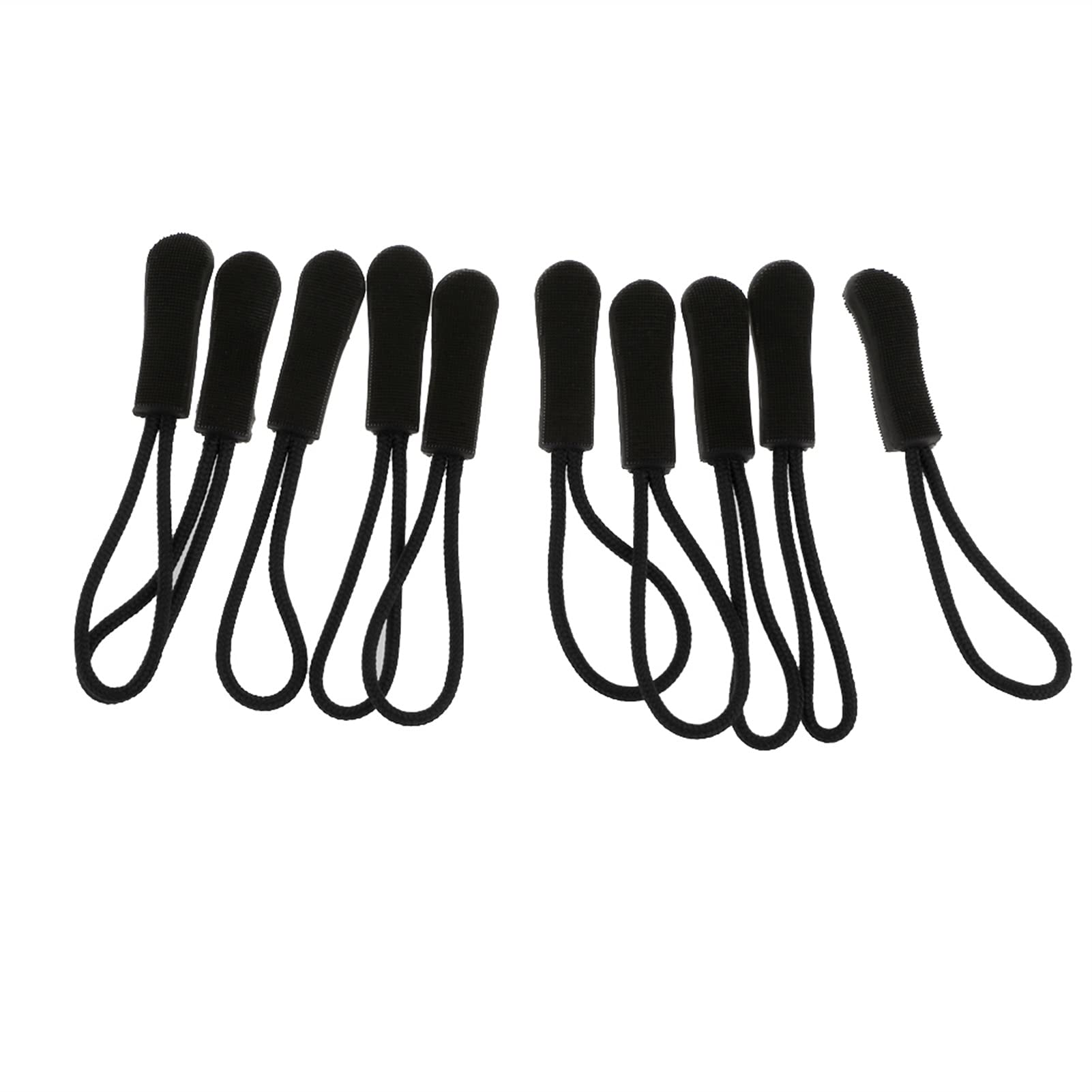 Cord Ends Zipcords, Zipper Pulls Replacement Zip Fixers Cord Puller Slider Jacket Backpack 10pcs(Black)