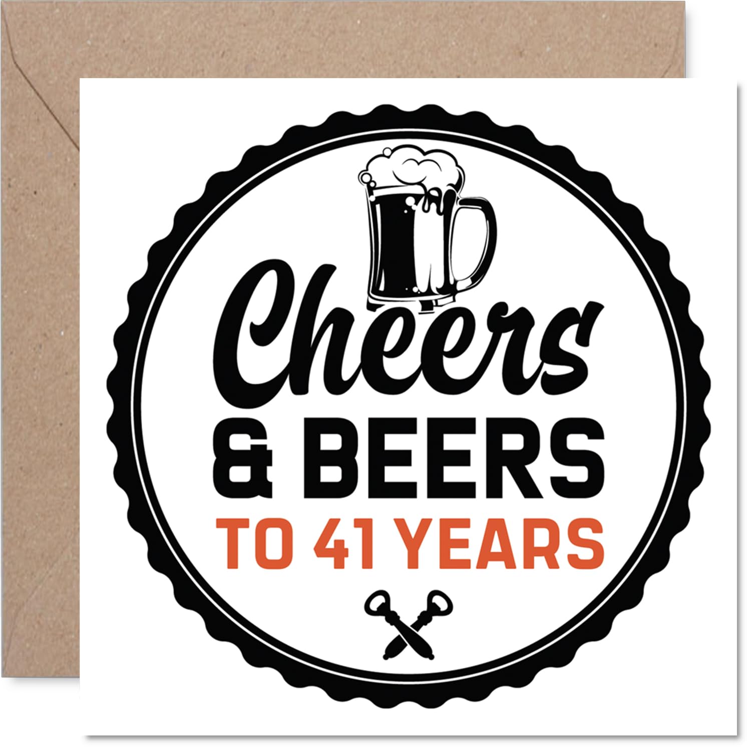 41st Birthday Cards for Men - Cheers & Beers - Happy Birthday Card for 41 Year Old Man Neighbour Colleague Husband Nephew, 145mm Bday Greeting Cards