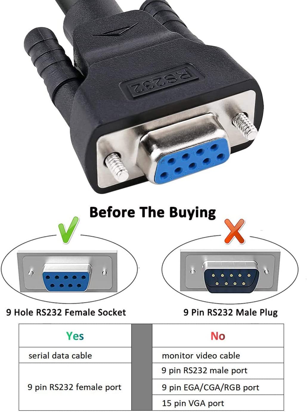 DTECH DB9 RS232 - Cavo seriale da femmina a femmina, cavo null modem croce e cavo TX/RX, per comunicazioni dati (5 m, colore: nero)