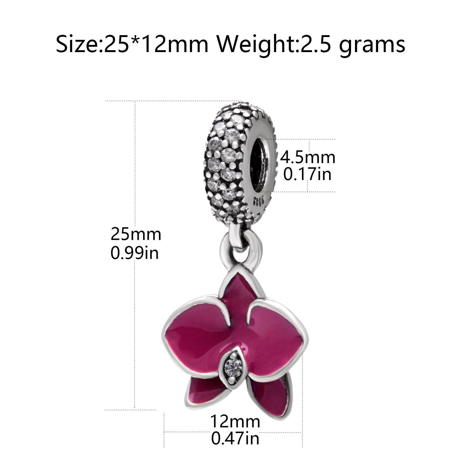 Amazon.com: Flower Charm 925 Sterling Silver Orchid Charm Flower
