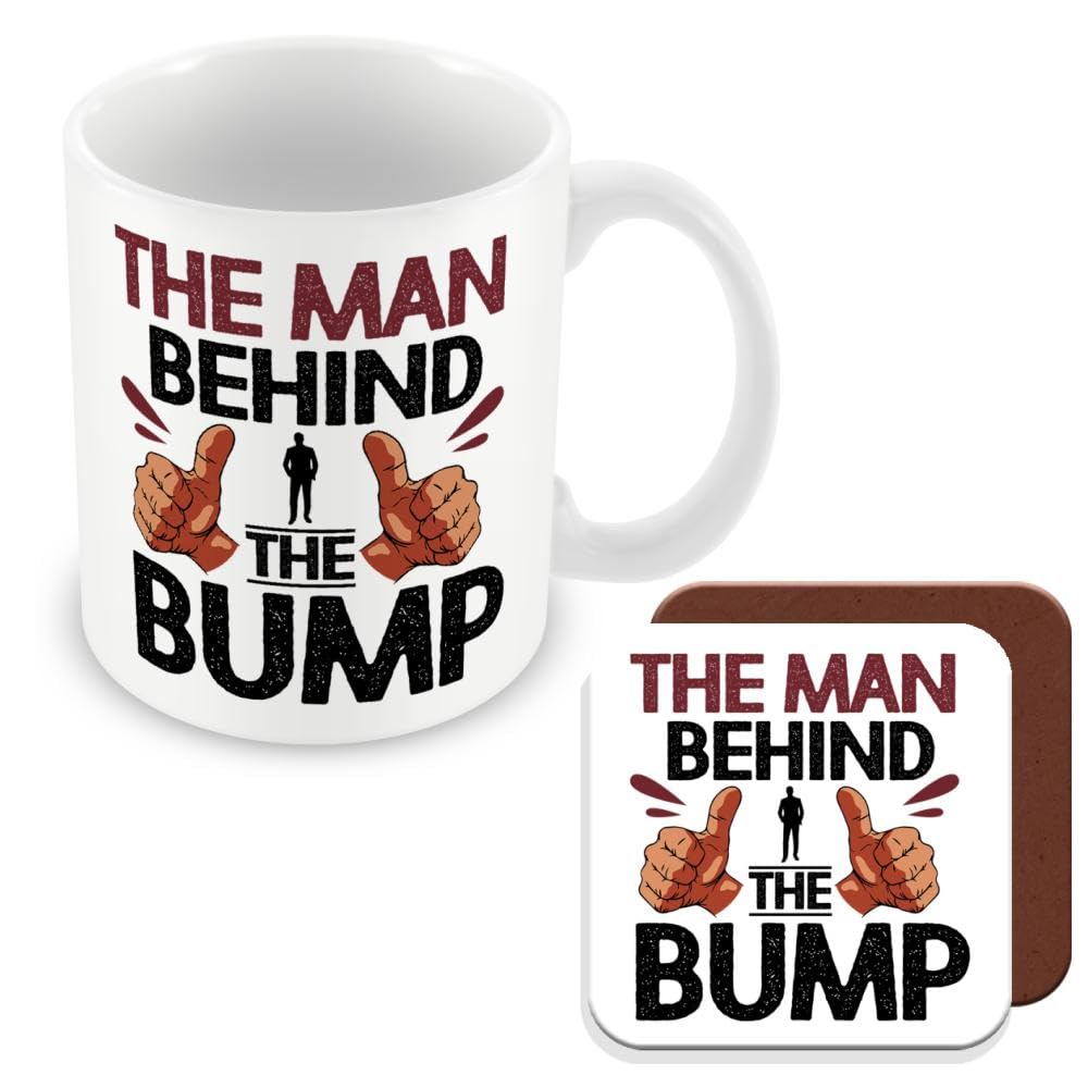 MUGGZ Mug & Coaster Gift for Expectant/New Dad - The Man Behind The Bump - Giftset - Made in The UK — image 1