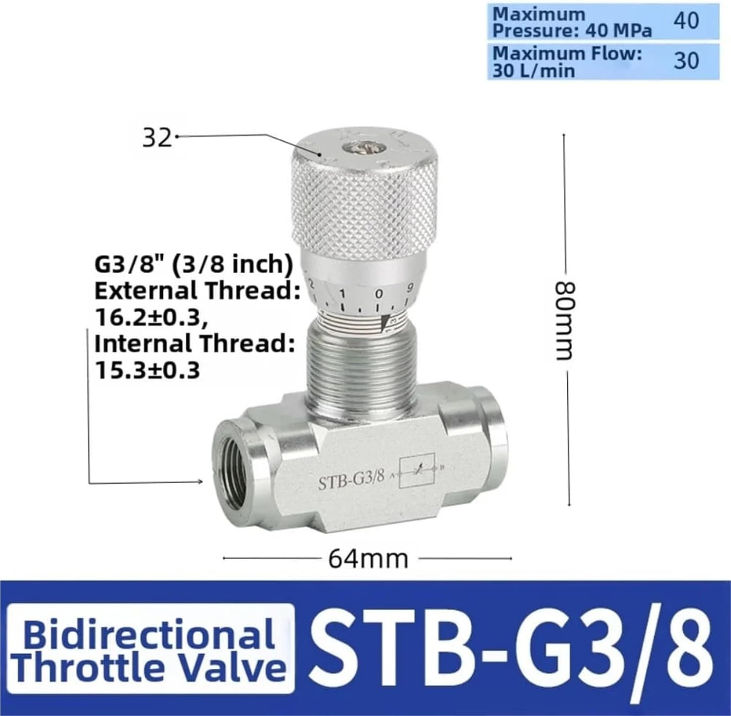 Hydraulic Flow Control Valve STB-G3/8 STB-G1/4 Throttle Check Valve 5800PSI(1 4)