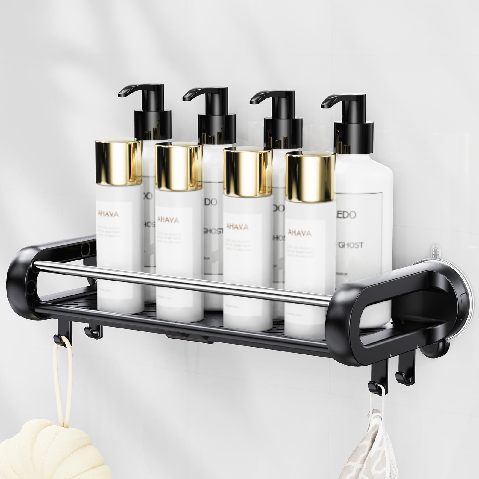 JOTPE Suction Cup Shower Shelf Removable Shower Caddy Suction Cup with Large Capacity Storage Suction Powerful Max Hold