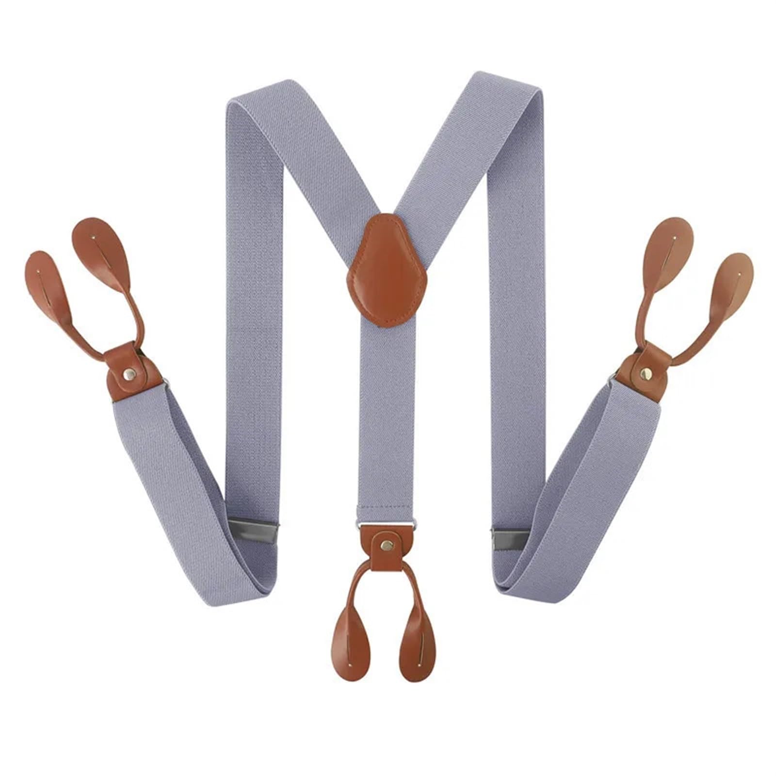 Qauucp Men's 18 35Mm Width Suspenders For Pu Synthetic Leather Trimmed Button Y Back Suspenders Pant Braces Braces(18)