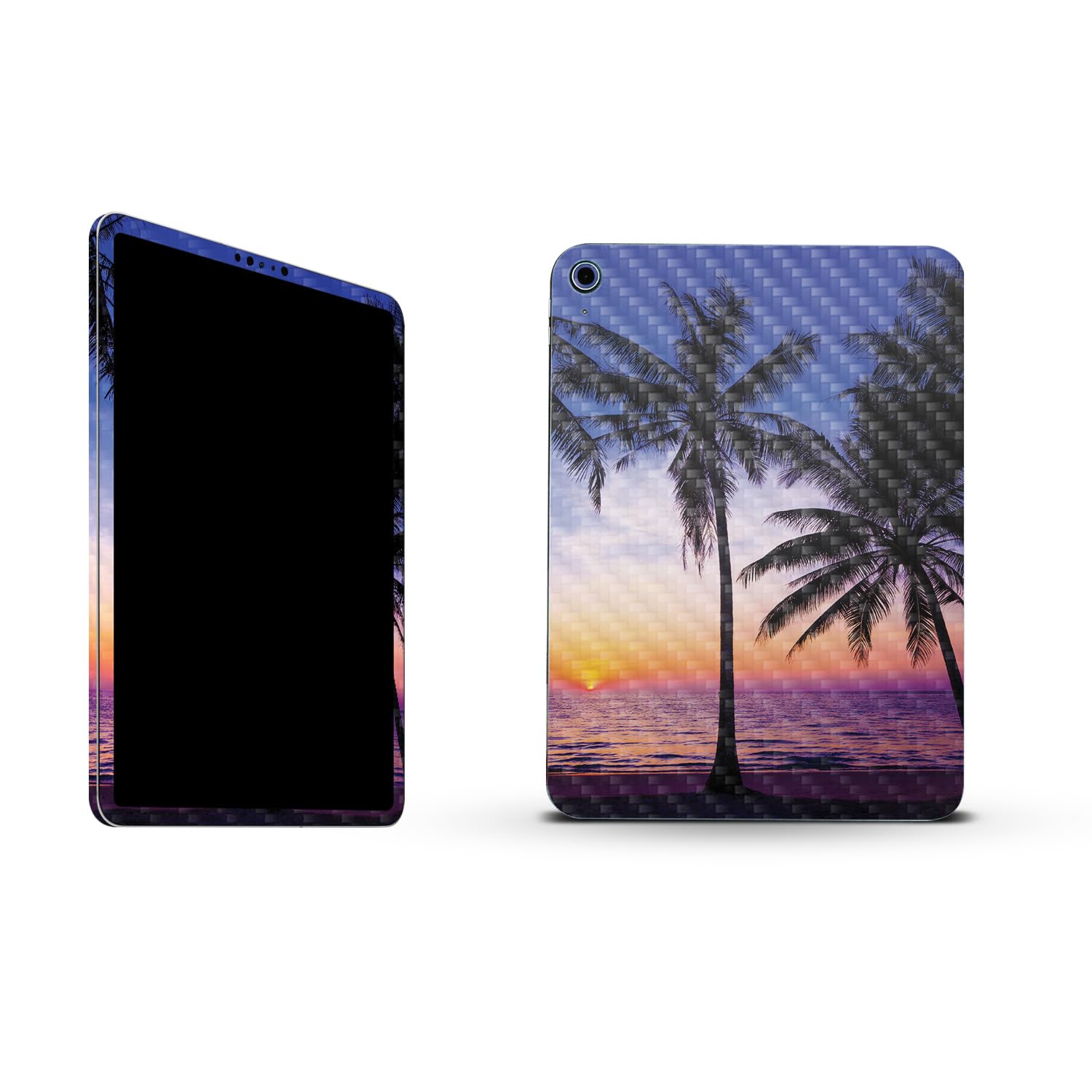 MightySkins Carbon Fiber Skin Compatible with Apple iPad 10.9" 10th Gen (2022) Full Wrap Kit - Palm Sunrise | Protective, Durable Textured Carbon Fiber Finish | Easy to Apply | Made in The USA