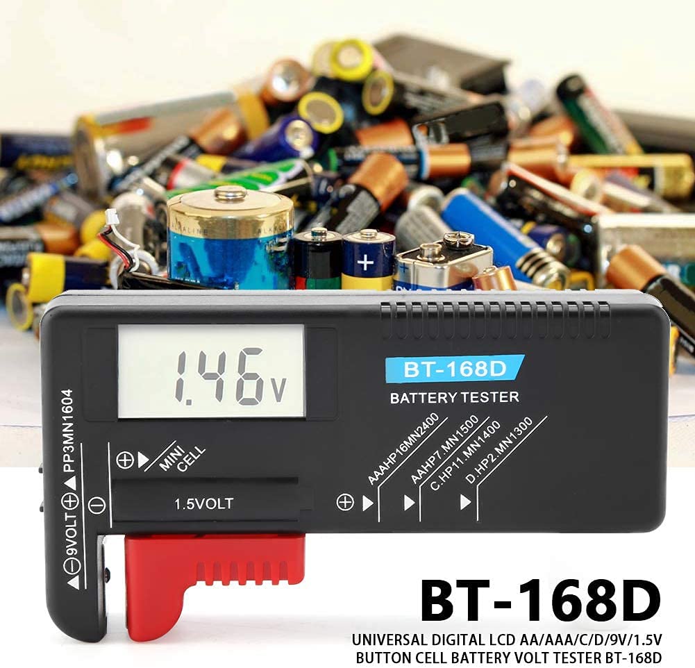 Testeur de Tension Batterie BT-168D - Checker Monitor Digitale pour AA AAA CD 9V 1.5V Pile Bouton