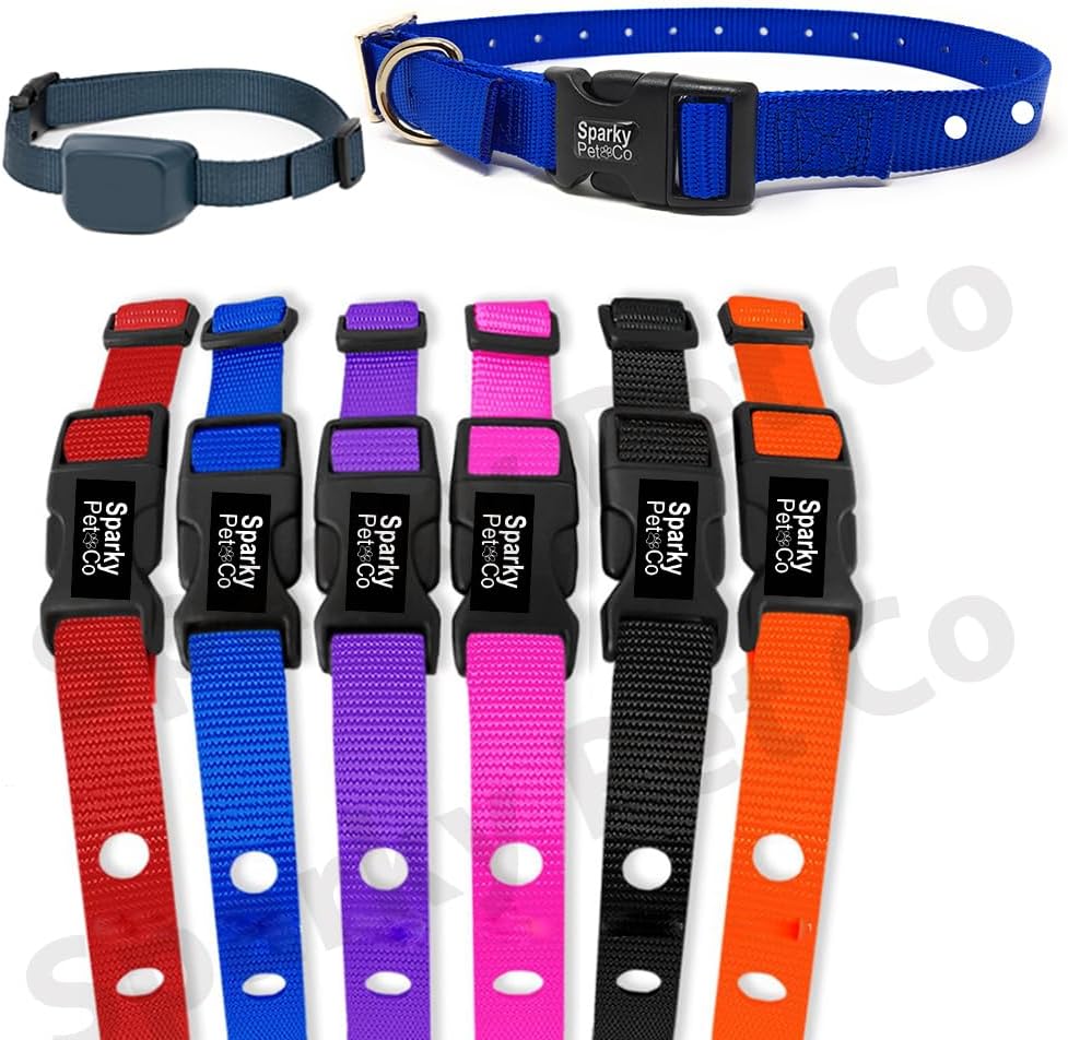 Sparky Pet Co - ECollar Replacement Strap - Double Buckle Dog Collar - Rugged Nylon - Adjustable - D Ring - Quick Release Metal Clasp - for Invisible Fence 2 Hole (1.25") Receiver Collar