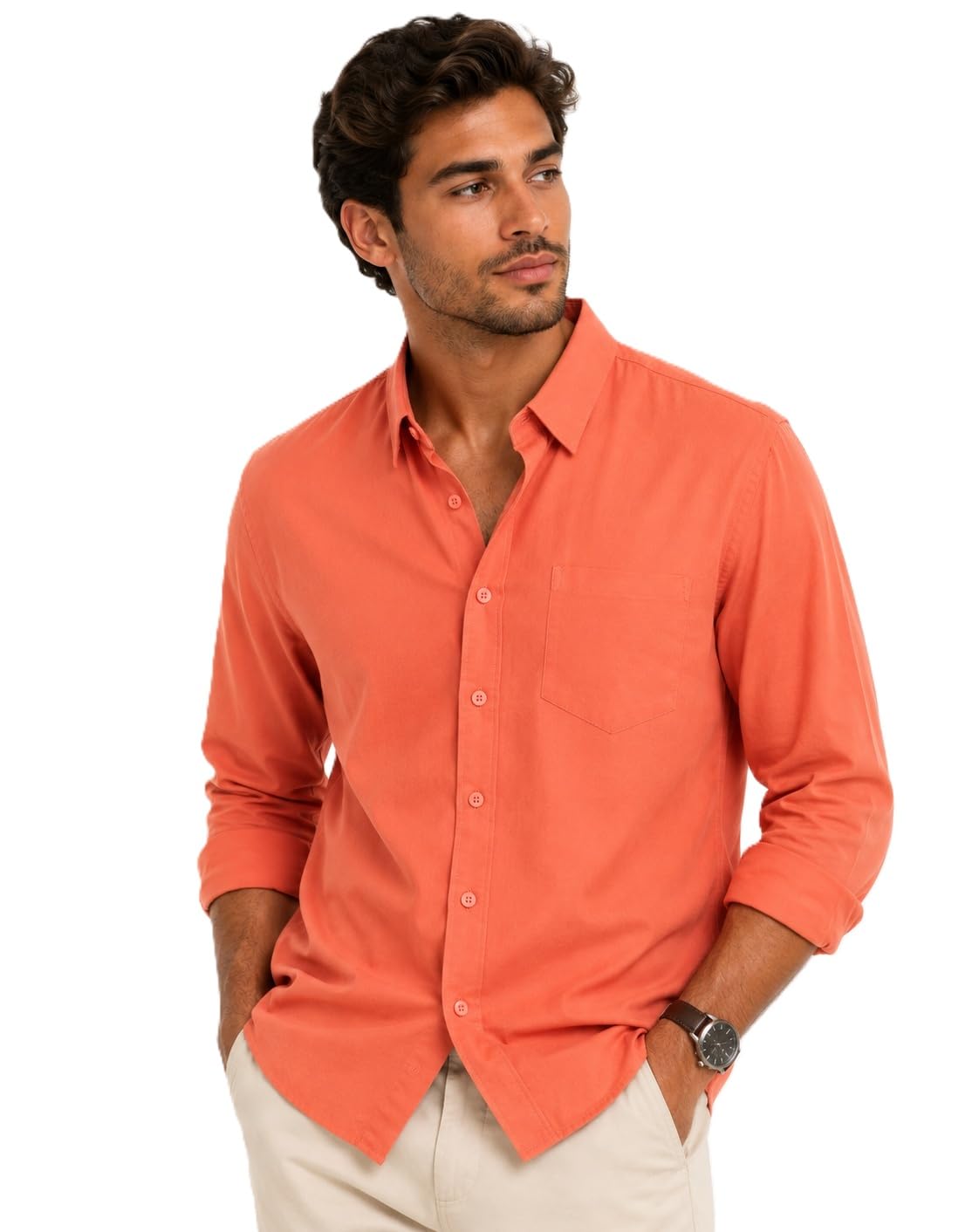 Men's Cotton Blend Casual Shirt for Men | Regular Fit Solid Full Sleeve Shirt | Comfortable Everyday Wear for Office Casual Party-picture-59