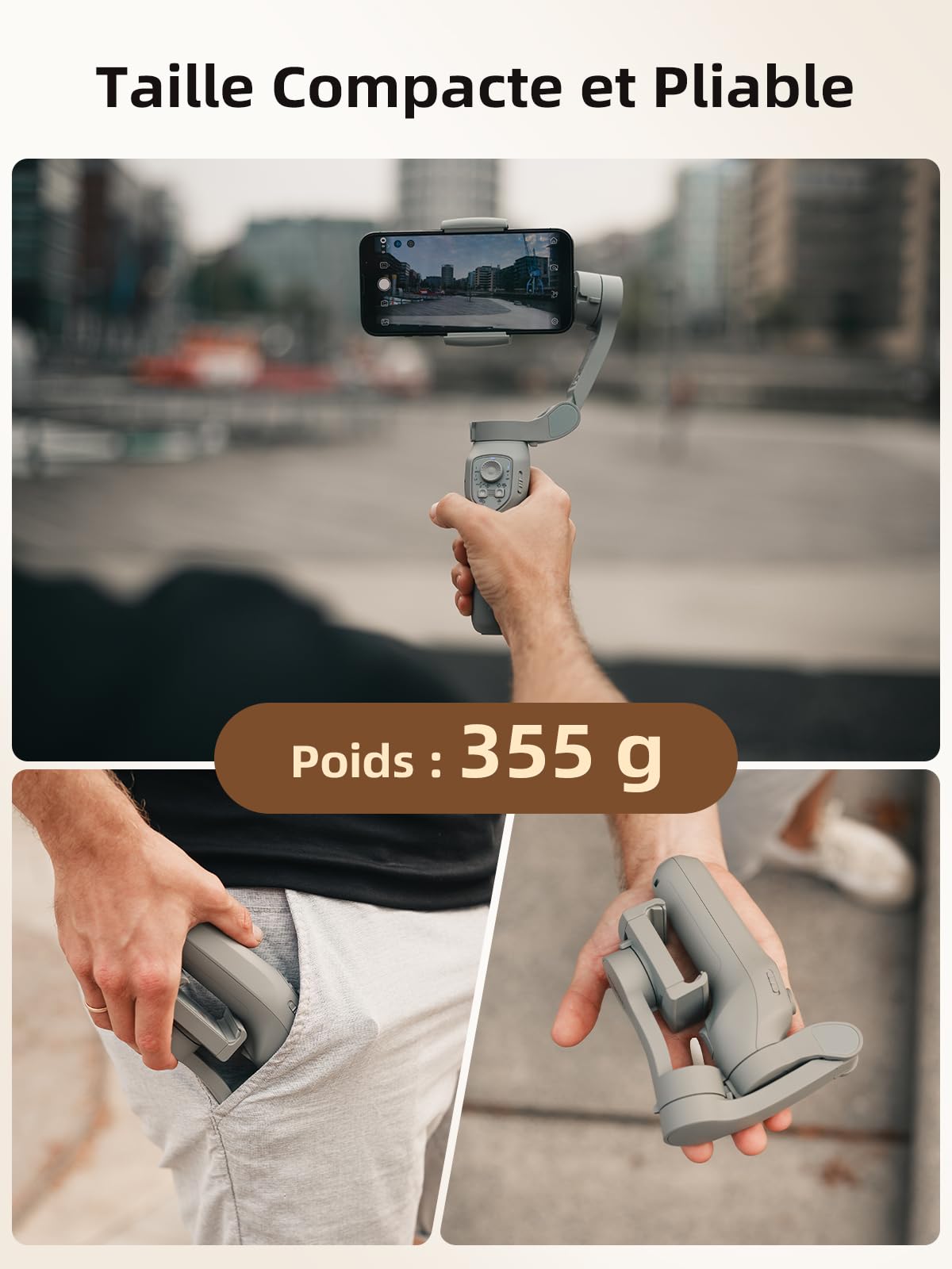 Rollei Steady Butler Mobile 3 SE Stabilisateur Smartphone 3 Axes, Mobile Gimbal Léger et Pliable Compatible avec iPhone 16/15/14/13/12 Pro Max et Android pour Vidéo TikTok Youtube Instagram