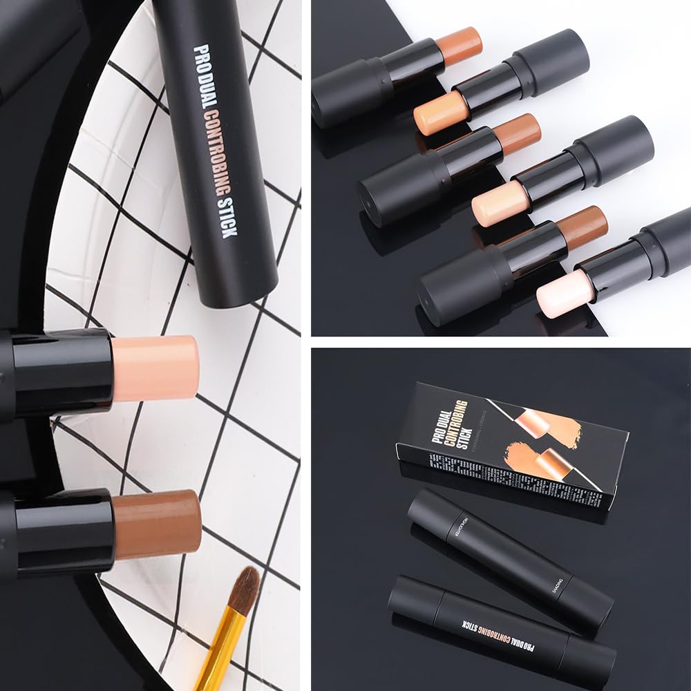 Kit de maquillaje en barras de contorno de crema de 4 colores, primer iluminador facial para principiantes, kit de resaltado y contorno, corrector de crema de maquillaje, barra de desenfoque de 7