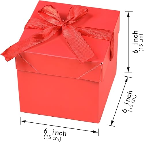 Miniatura 2 de GP SUP 12 cajas de regalo cuadradas con tapas, cajas de regalo rojas para cumpleaños, Navidad, bodas, baby showers, día de San Valentín, día de la