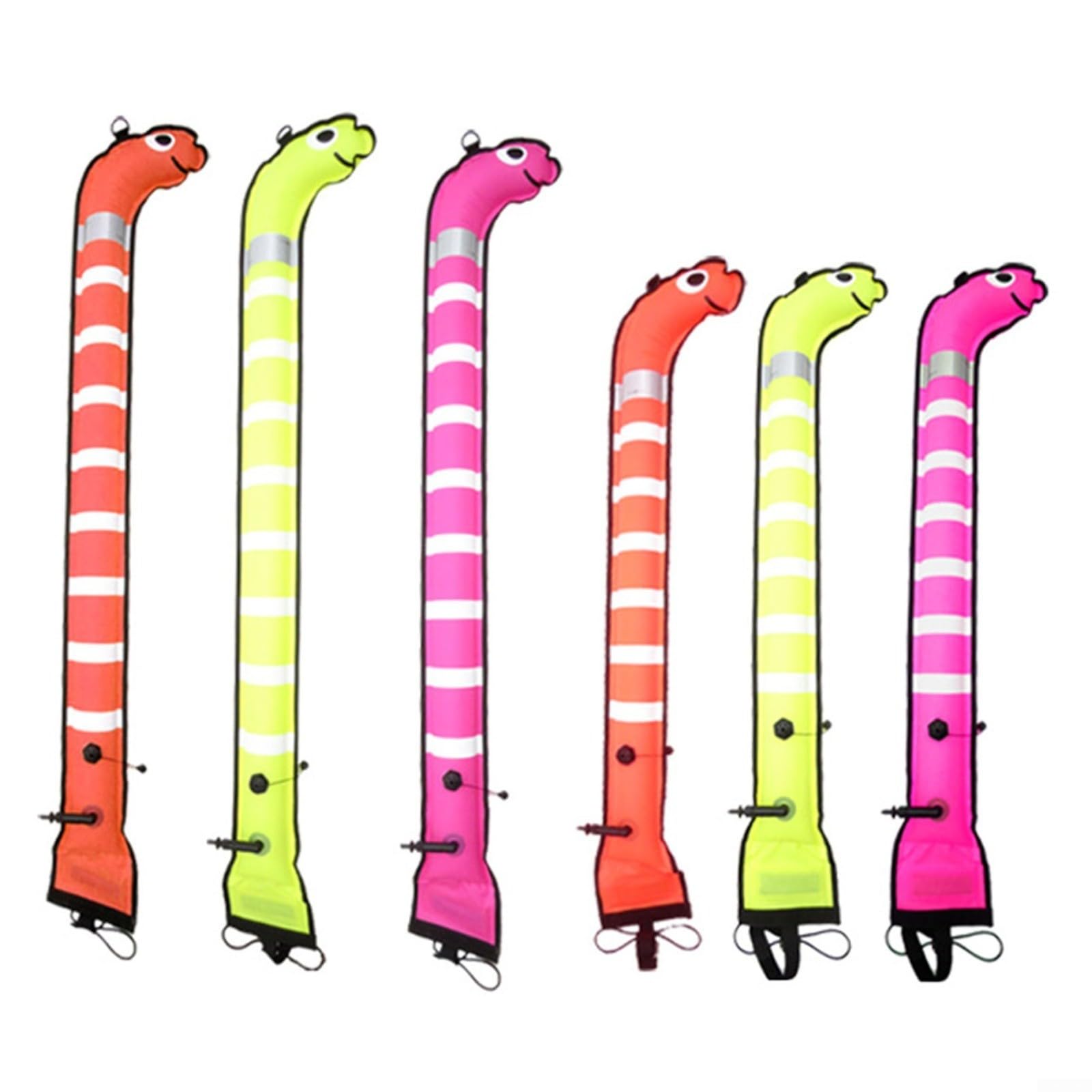 Boa subacquea SMB per sub, boa di segnalazione con strisce riflettenti, gonfiabile tramite bocchino o gonfiatore, boa visibile per il traffico in barca, arancione, 1,5 m x 15 cm (1,5 m x 15 cm, giallo