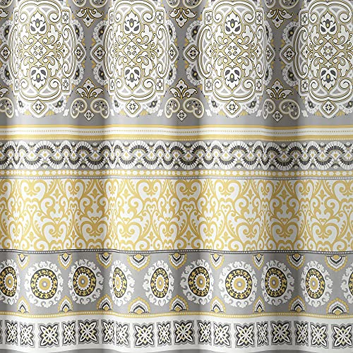 Lush Decor Nesco Stripe Shower Curtain, 72" x 72", Yellow & Gray, W 72" x L 72" (1 Panels) - Image 2