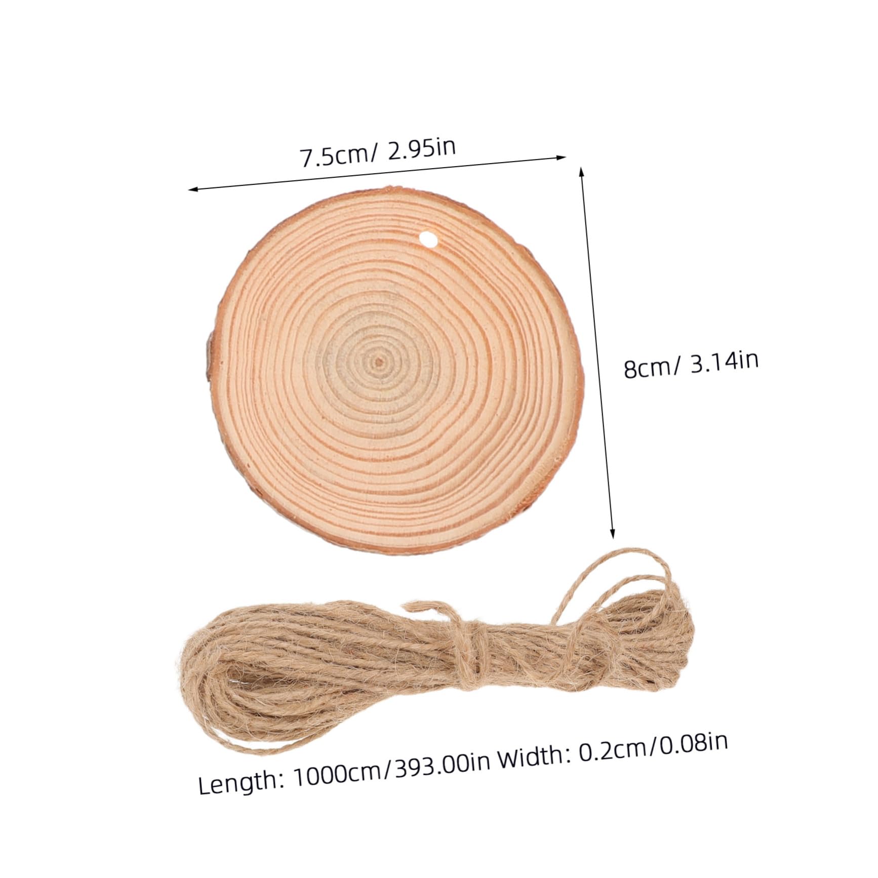 30 Stk. Teiliges Naturbelassene Kiefernholzscheiben Vielseitige Holzscheiben für DIY Basteln Handwerk Weihnachts Hochzeitsdekorationen mit Baumwoll Juteschnur