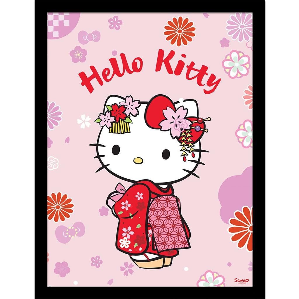 Pyramid International Hello Kitty Kimono 30 x 40 cm Framed Collector Print, Officially Licensed Sanrio Character Artwork, One Size