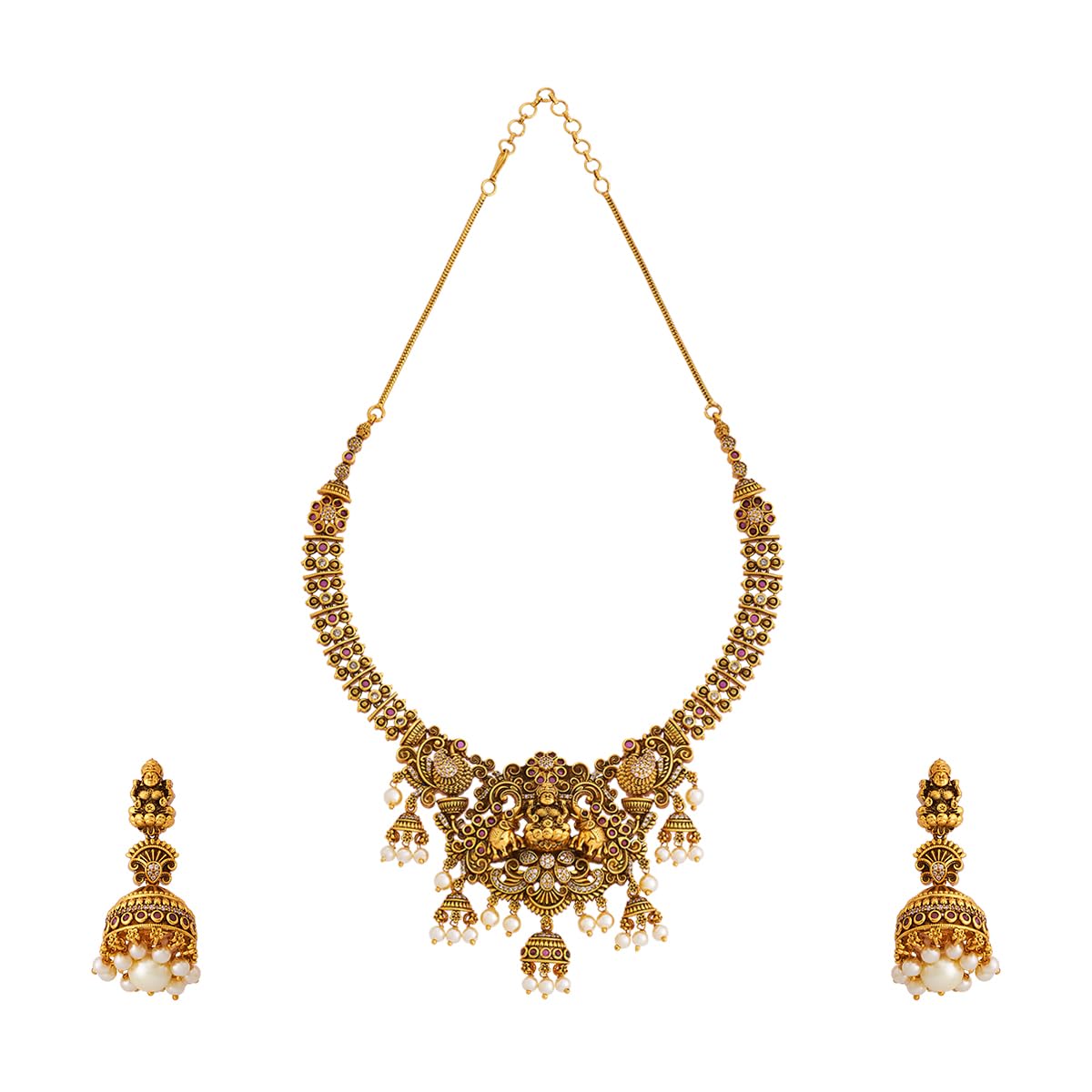 Kushals Fashion Jewellery Ruby Gold Plated Ethnic Antique Necklace Set - 413240 (B0D4V3PMQ5) Amazon Price History, Amazon Price Tracker