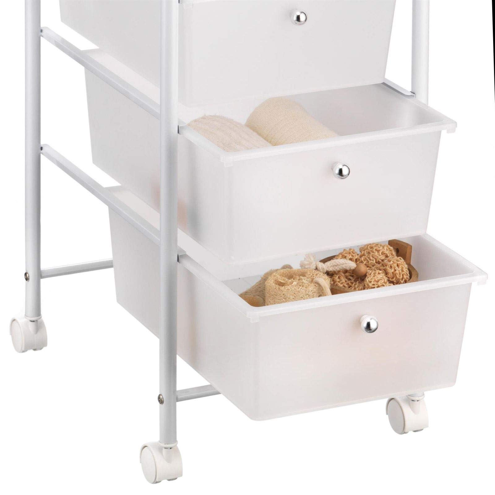 IDIMEX Rollcontainer GINA, weiß - Rollwagen mit 5 Schubladen, lackiertes Metallgestell auf Rollen, Friseurwagen, Badezimmerschrank, Kosmetik Aufbewahrung