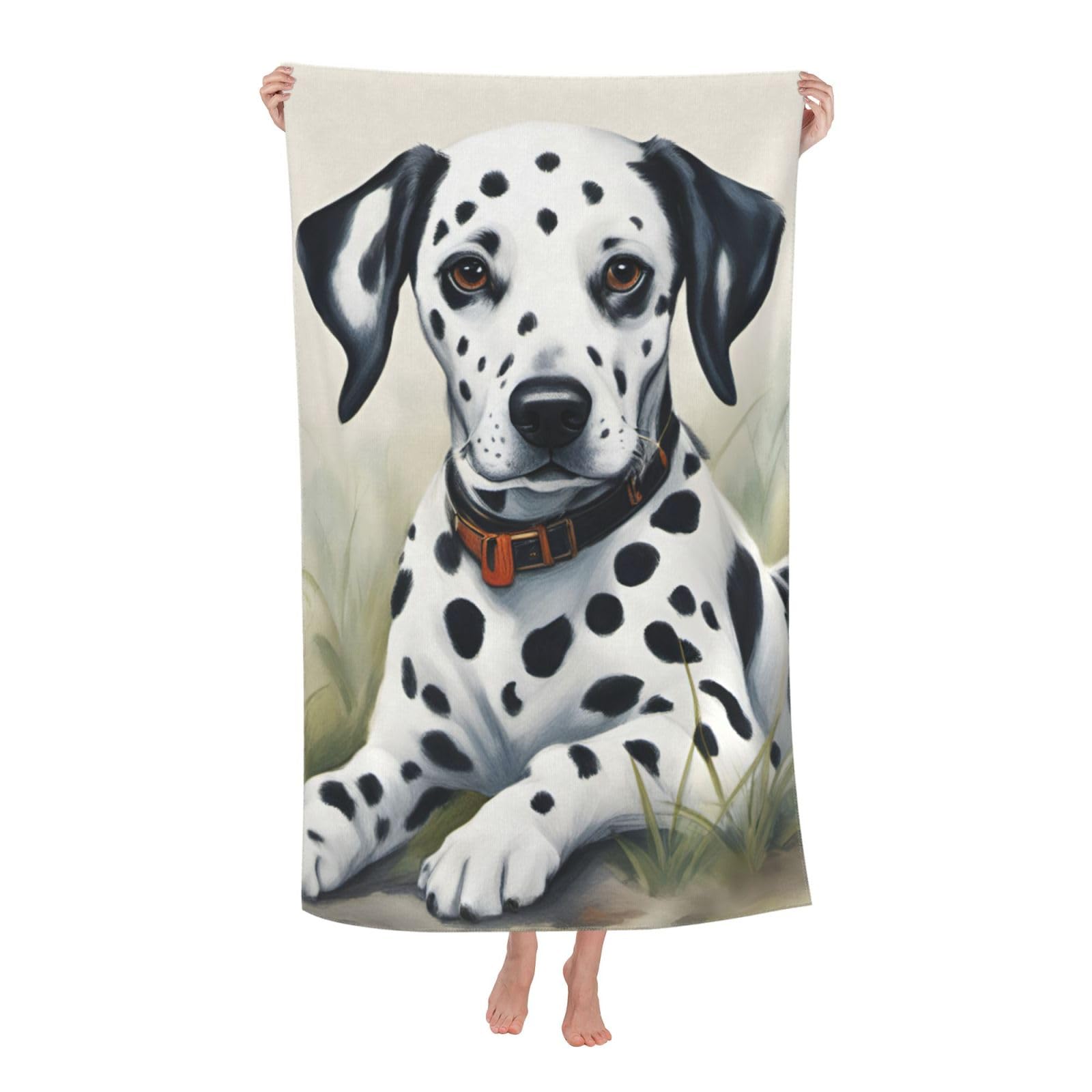 NImongt Dalmatian Print Oversized Adult Beach Towel For Travel Weekend Getaways Festivals Camping Trips