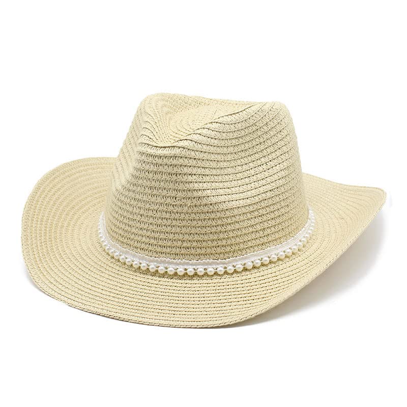 Chapeau de cowboy en paille beige pour éviter les coups de soleil