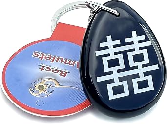 Wish Stone Keychains - Genuine Agate Amulet - Engraved Spiritual Good Luck Powers Key Fob