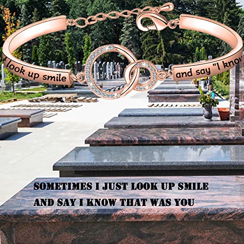 Image of PLITI Sympathy Gift Memorial Jewelry In Memory Of Loved One Bangle Sometimes I Just Look Up Smile And Say I Know That Was You Remembrance Bracelet