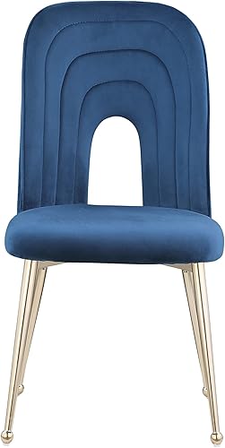 Miniatura 4 de WOKER FURNITURE Moderno juego de 2 sillas de comedor, terciopelo azul, patas doradas, sin brazos, resistentes, para uso en interiores, para sala de