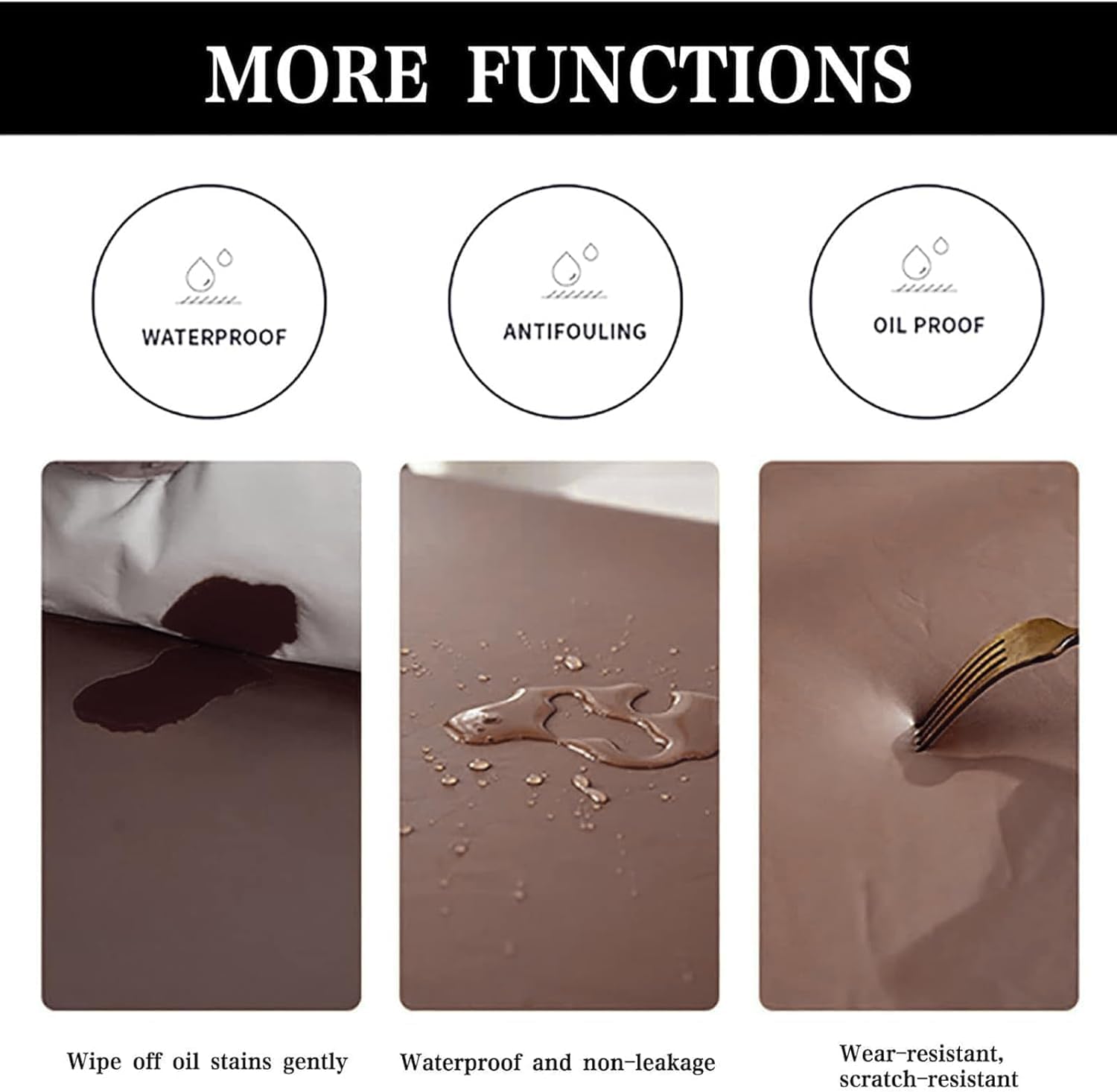 Leather RV Dinette Cushion Covers, PU Waterproof Slipcovers for Rv Furniture Dinette Cushion Covers Anti-Slip Rv Sofa Cover Camper Cushion Covers (2 seat Cover+2 backrest Cover,Coffee)