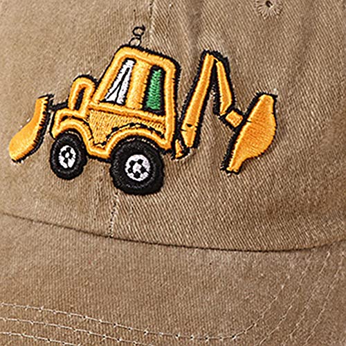 Embroidered Excavator Baseball Cap Adjustable Cotton Washed Vintage Truck Hat Summer Sun hat for boy Girls2