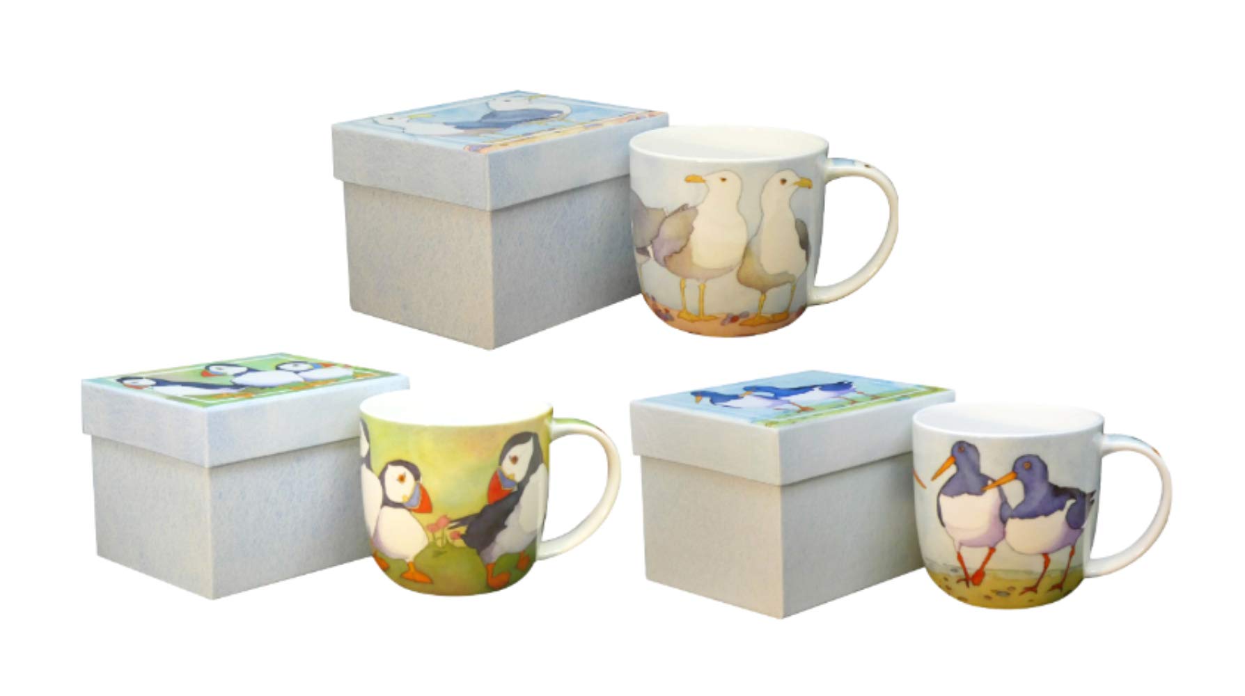 Tazza Emma Ball Con Gabbiani – Porcellana Fine Bone China – 350 Ml – 8,5x12 Cm – Regalo In Confezione