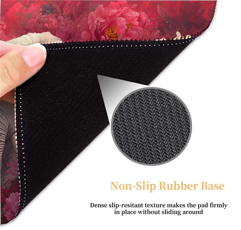 Tapis de souris grand format motif fleur base caoutchouc stable