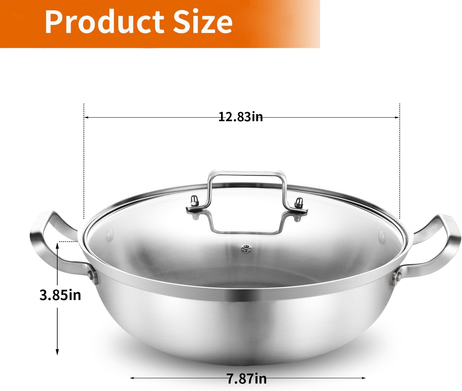 Delarlo 12-Inch Everyday Pan Dimensions Shown