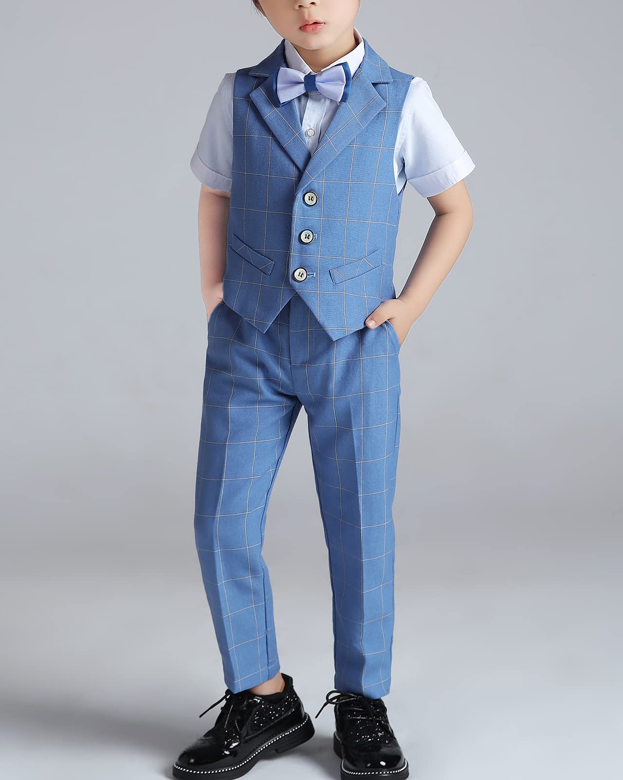 3/4/5 Piezas Traje de Boda para Niños, Conjunto de Ropa de Ceremonia, Camisa, Pantalón, Chaleco, Pajarita Elegantes Ropa Trajes
