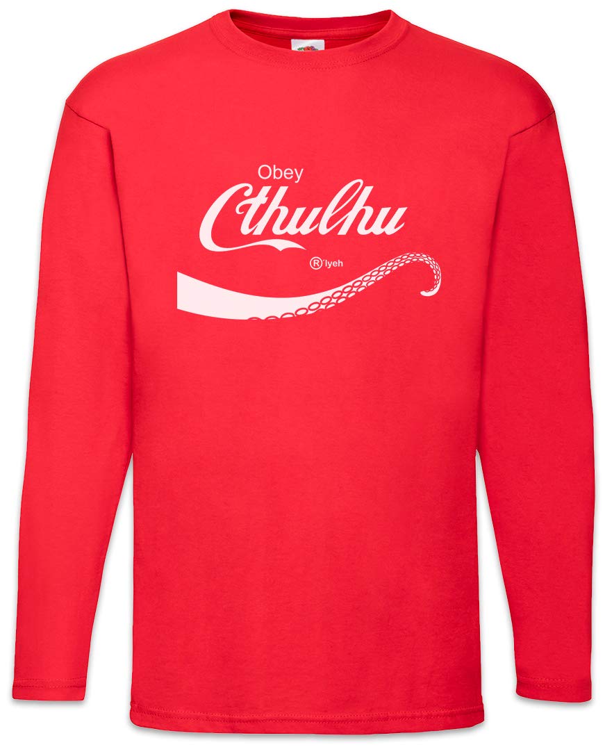 Urban Backwoods Men's Red Cthulhu Cola Long Sleeve T-Shirt Size Xl