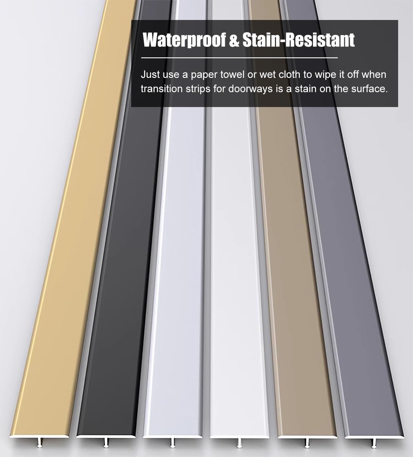 übergangsprofil Matte Übergangsstreifen für Türöffnungen, Flache Cinch-Nahtabdeckung Zwischen Holz und Fliesen, 3-teiliges Aluminium-Übergangstrennband, Schwelle für Laminatböden(Black)