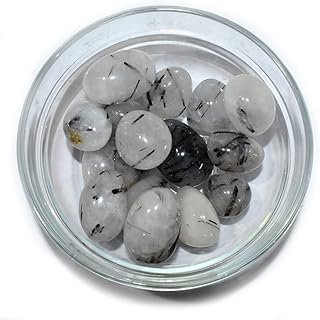 Tumble - Black Tourmalinated Rutile Quartz 2 Pieces Natural Chakra Balancing Crystal Healing Stone, Crystal, Crystal, Crystal