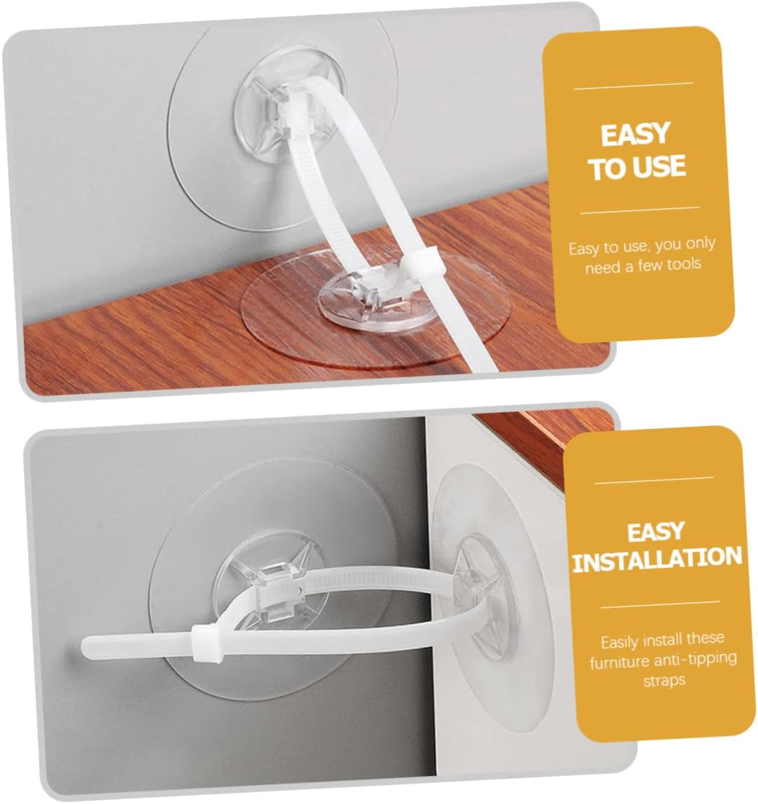 Anti-tip Furniture Anchors Kit Proofing Straps for Securing Dressers Bookcases and Cabinets to Wall Includes Adhesive Pads and Straps for Boy Girl Safety
