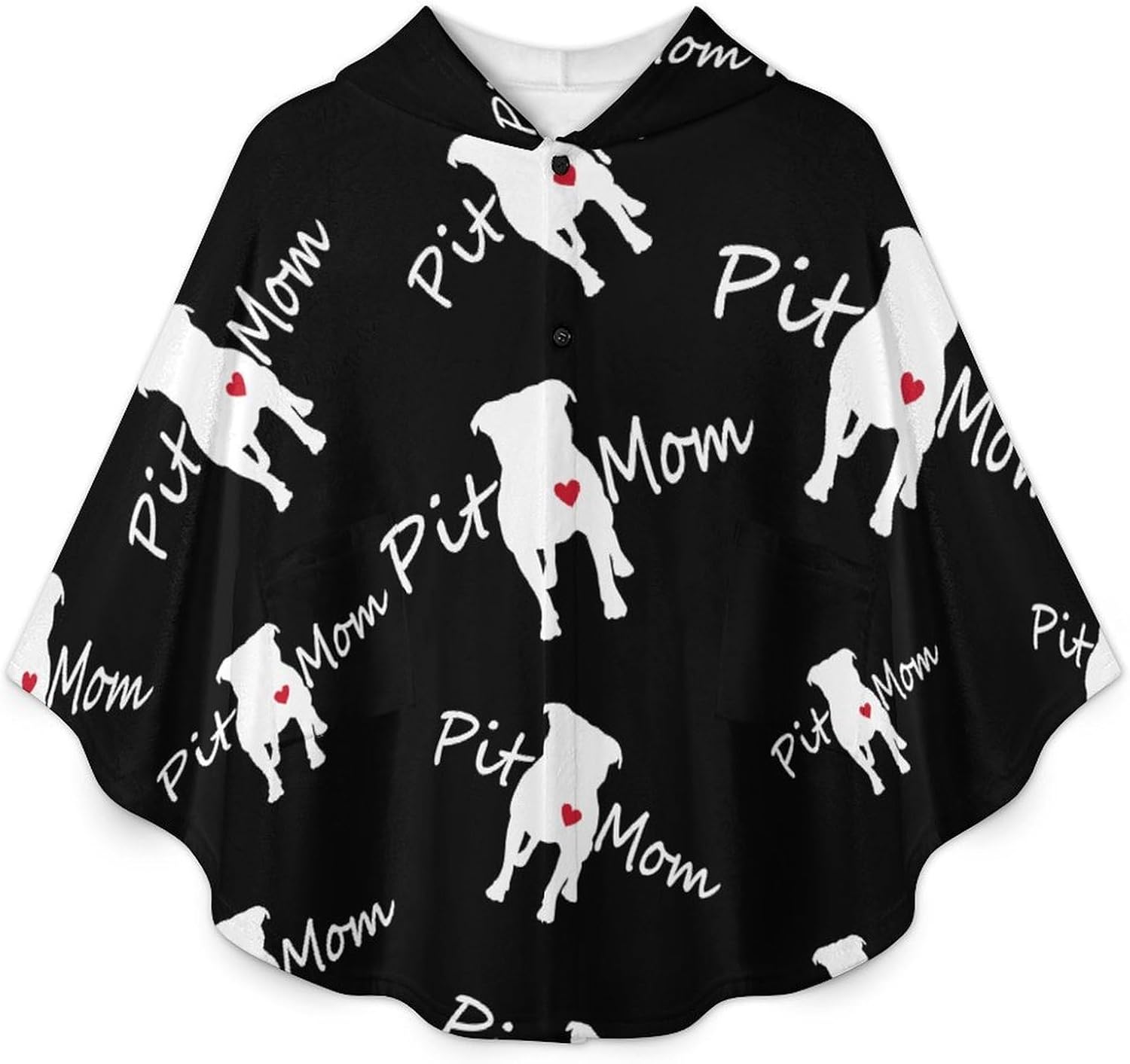 Pitbull Mom Wearable Blanket with Hooded Flannel Blankets Cape with Pocket