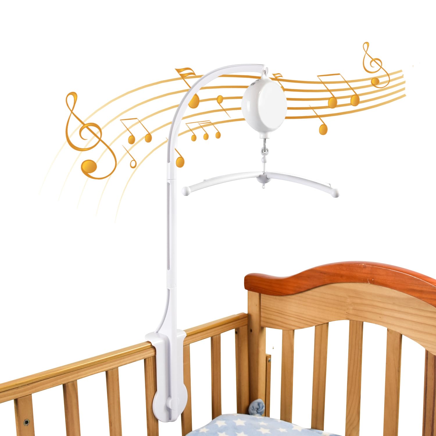 Baby Crib Mobile Arm with Music Box Spin Motor,28 Inch,Volume Control,3 Modes(Turn & Music,Turn Only, Music Only),Nursery Decor Hanger,Holder for DIY Clamp Mobile,35 Lullabies,30 Min Auto-Off