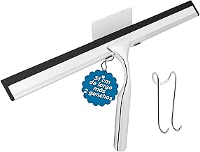 kowald XL 31 cm Squeegee – Chrome Stainless Steel Scraper – Kit with 2 Hooks + Replacement Silicone – Effective Glass Cleaner for Screens