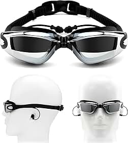 Óculos de Natação Unissex Antiembaçante com Lentes Espelhadas – Proteção UV com Proteção Auricular