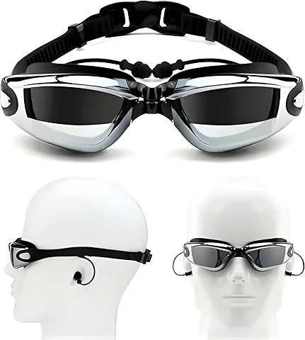 Óculos de Natação Unissex Antiembaçante com Lentes Espelhadas – Proteção UV com Proteção Auricular