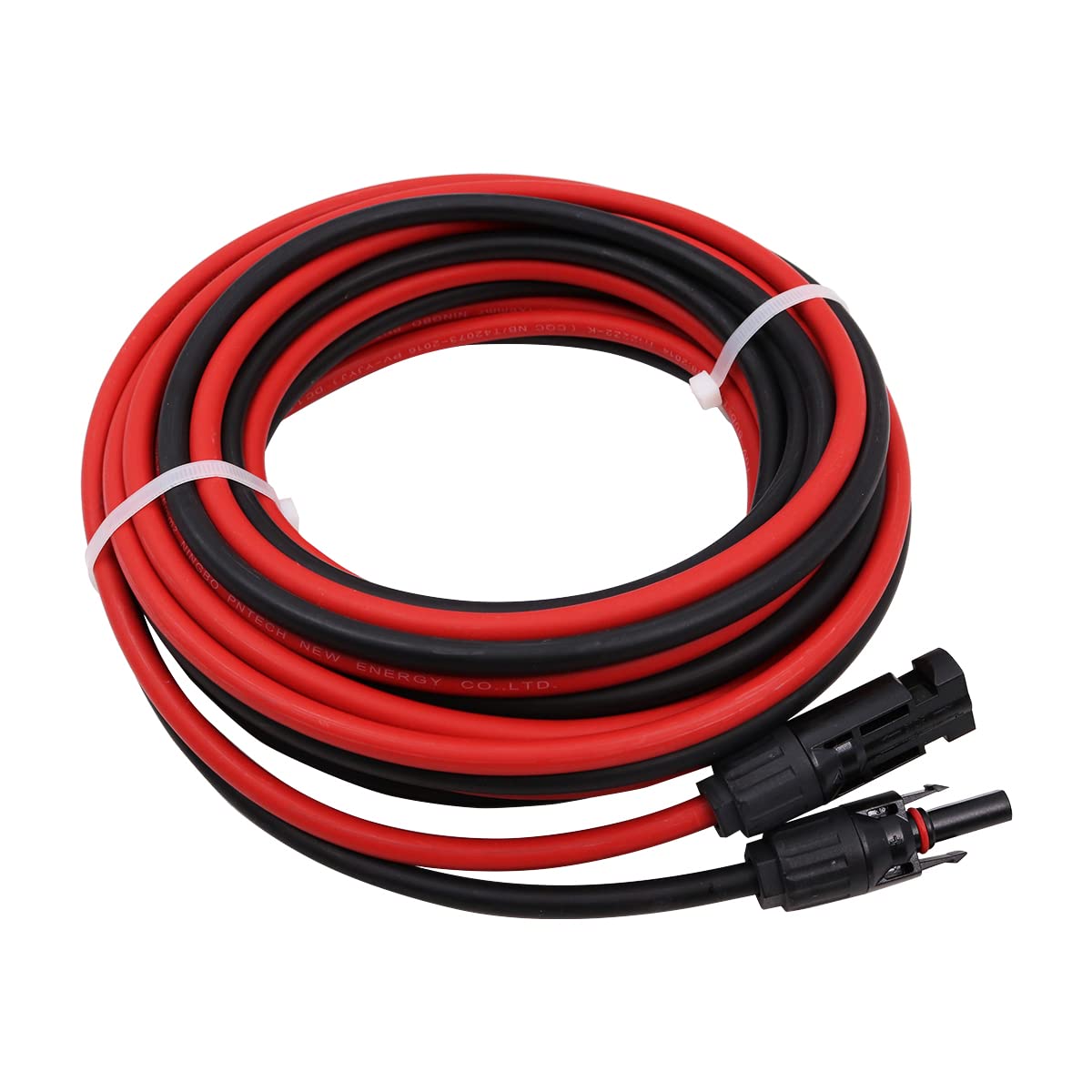Coppia di cavi di prolunga monofilo da 6 m 6 mm2 con connettori per pannelli solari e sistemi solari da 6 metri (19,6 piedi) con spina