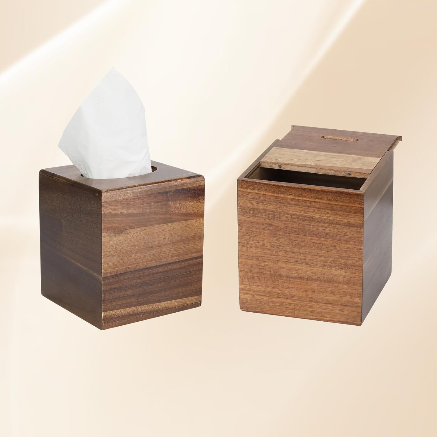 MOCHTERO Modern Wooden Tissue Box Cover, Square Tissue Holder, Bathroom Accessories,for Home and Office,Brown