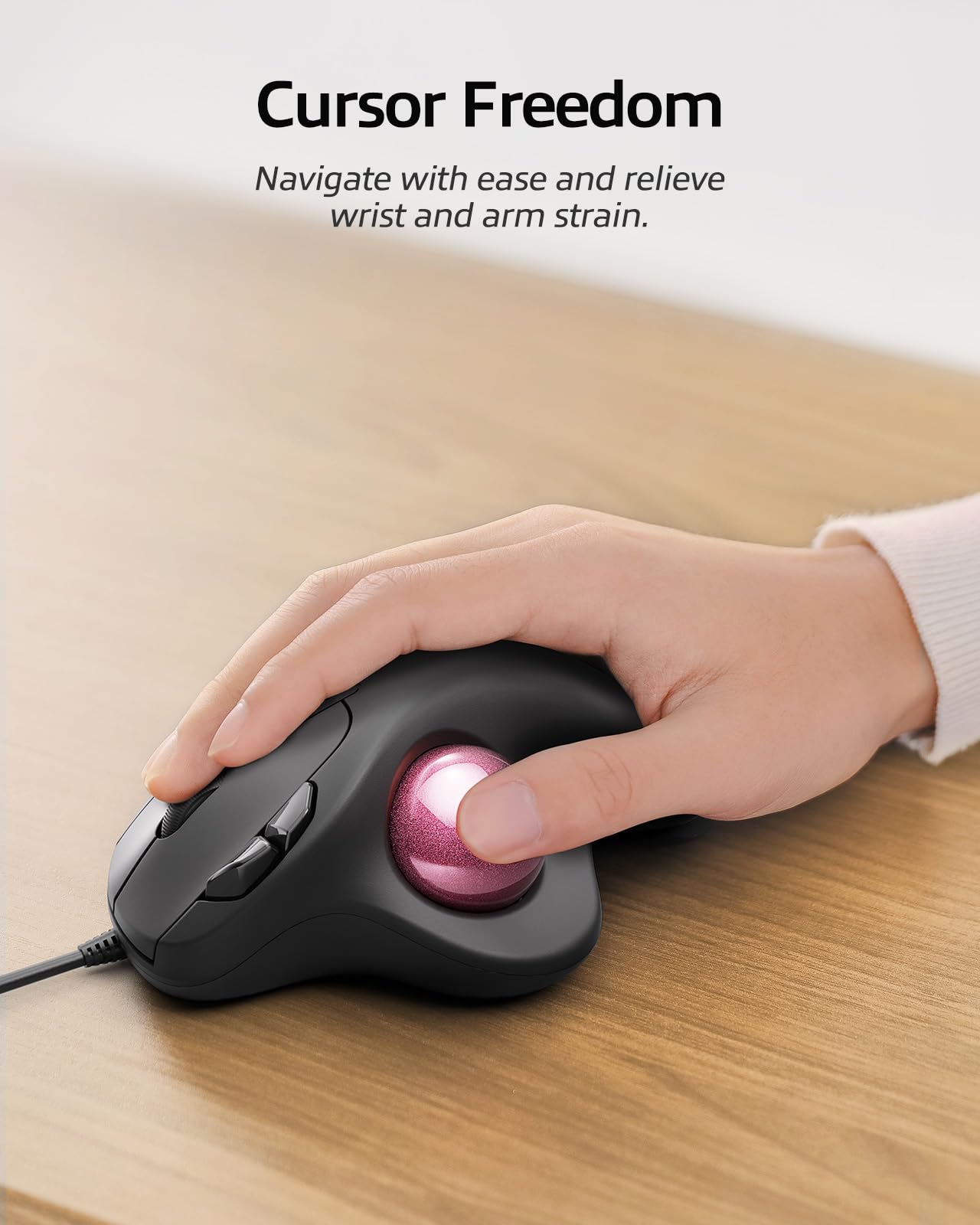 Nulea M509 Trackball Mouse con Cable, diseño ergonómico, fácil Control del Pulgar, Seguimiento preciso y Suave, Interfaz 2 en 1 (Tipo A y Tipo C), Compatible con PC, portátil, Mac, Windows.