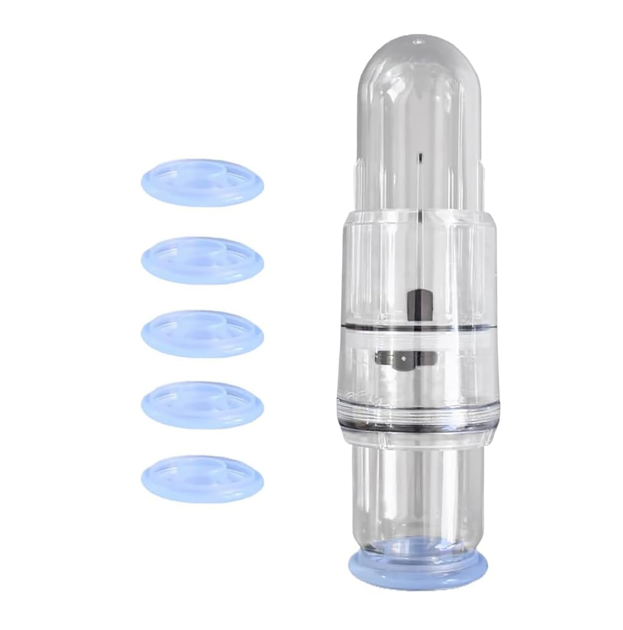Pompe à vide manuelle pour homme avec cinq anneaux en silicone entraînement de puissance contrôle progressif du volume et des sensations pour exploration intime maîtrisée
