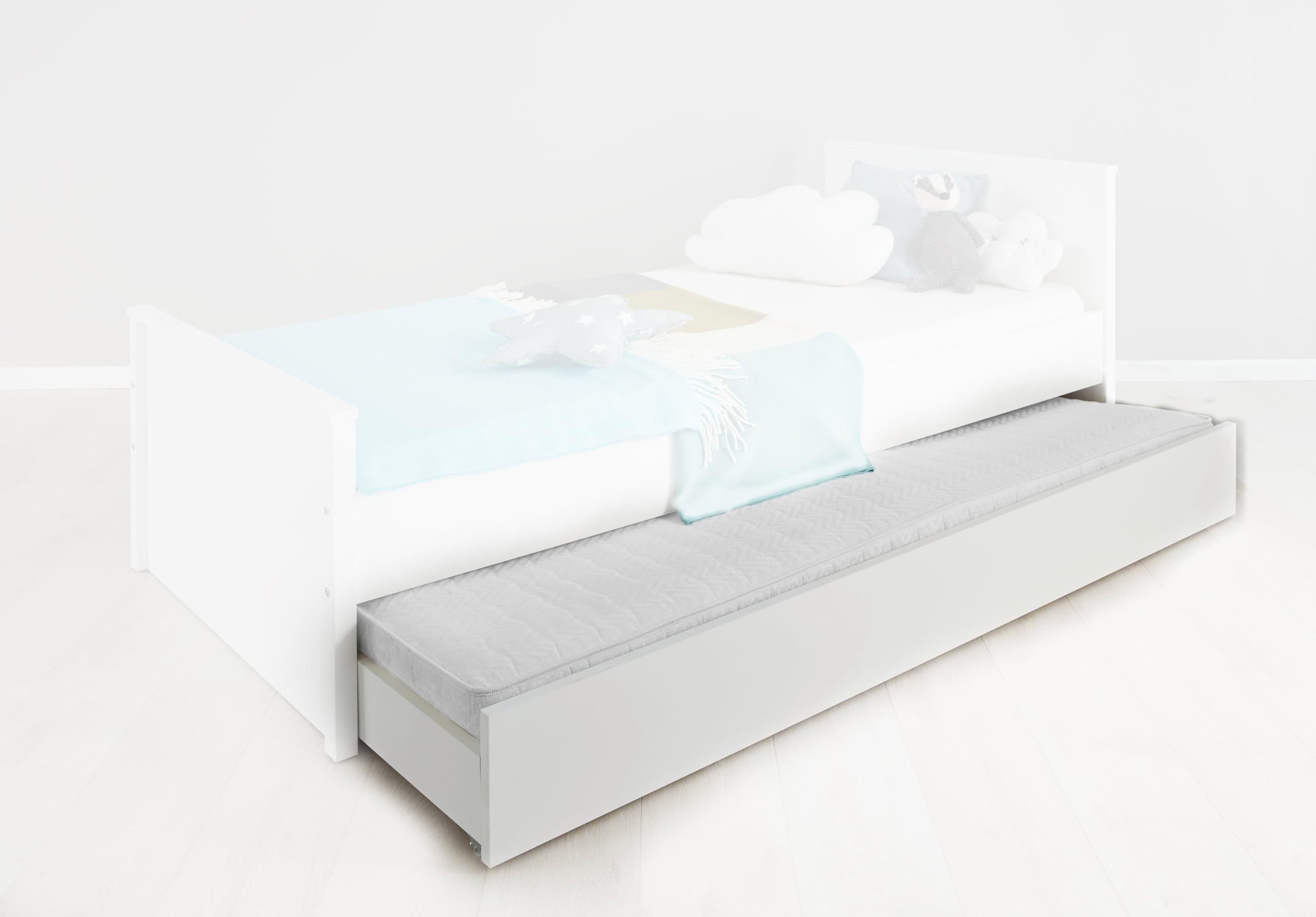 trendteam smart living - Ole - Unterbettkommode - Weiß - Bettkasten für Betten - (BxHxT) 199 x 21 x 95 cm - viel Stauraum